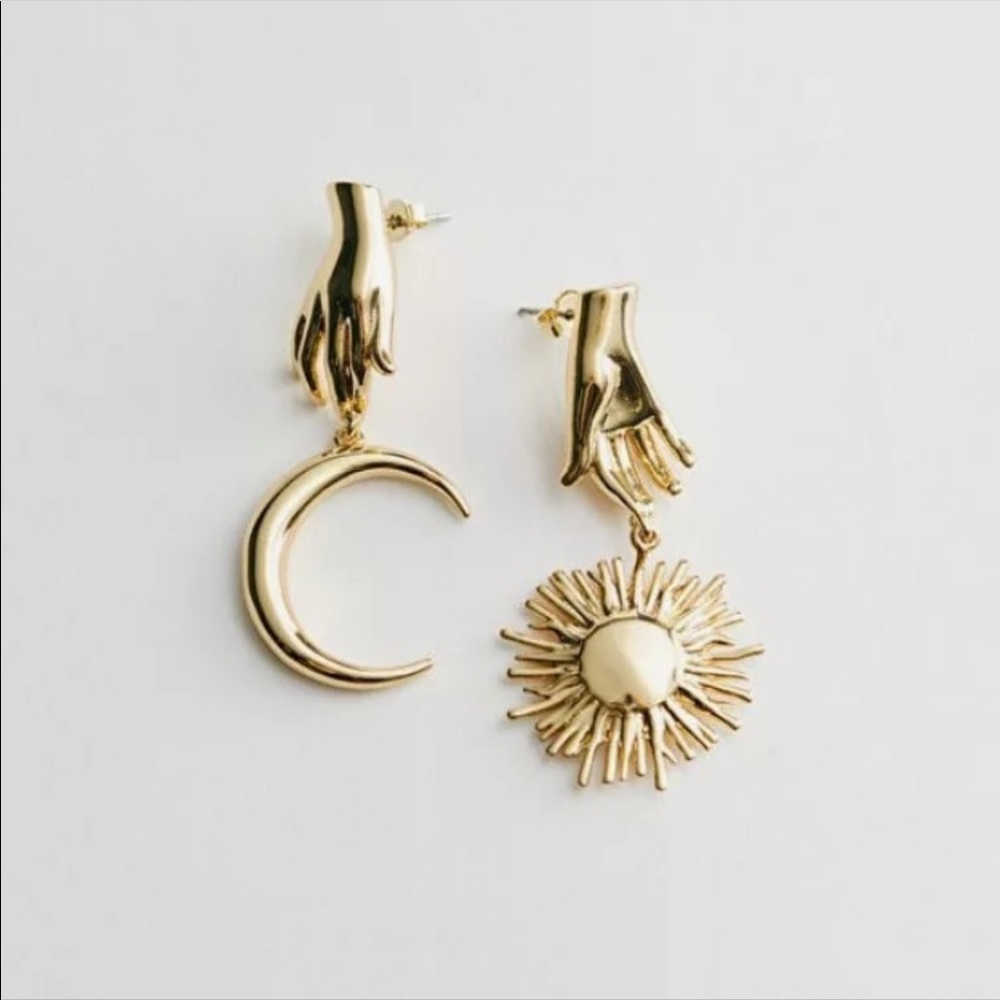 Moon and Sun in your hands statement earrings